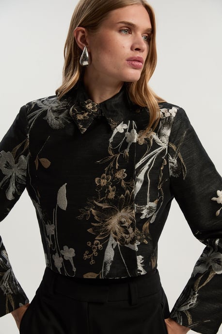 Floral Jacquard Tailored Jacket - Image 5