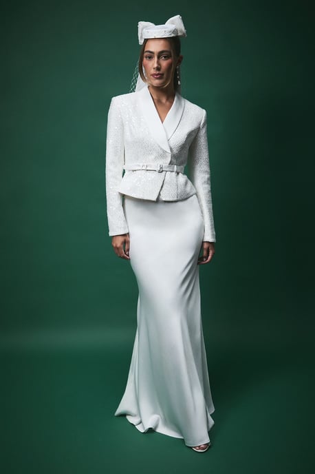 Lisa Tan Satin Bias Cut Maxi Skirt - Image 1