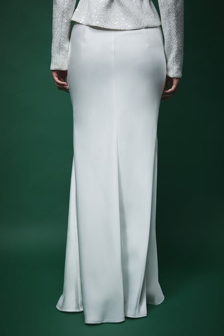 Lisa Tan Satin Bias Cut Maxi Skirt - Image 3