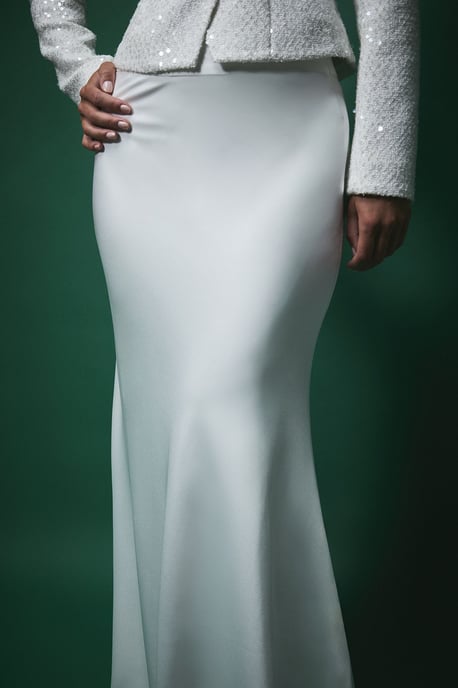 Lisa Tan Satin Bias Cut Maxi Skirt - Image 4