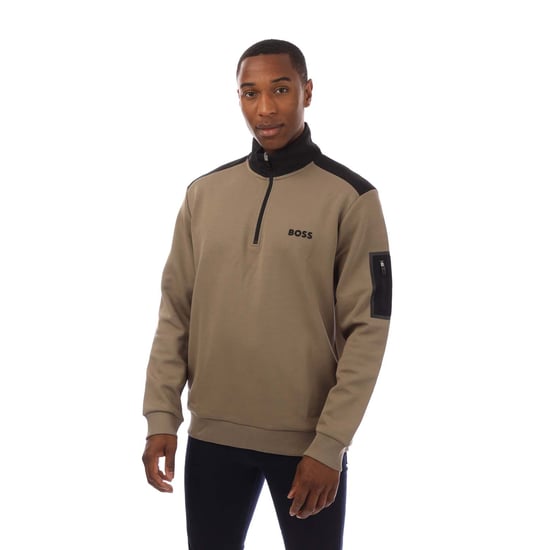 Men's Hugo Boss Quarter-Zip Sweatshirt in Green - Image 1