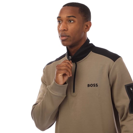 Men's Hugo Boss Quarter-Zip Sweatshirt in Green - Image 3