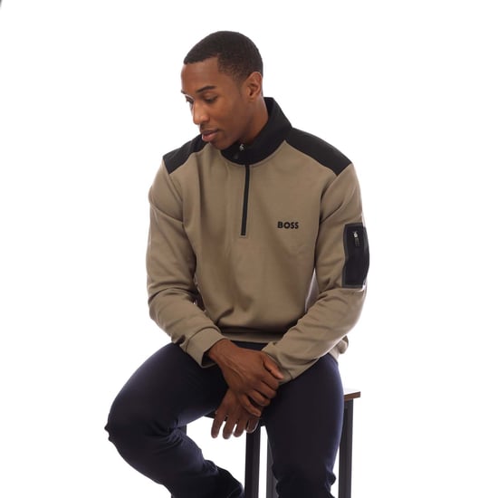Men's Hugo Boss Quarter-Zip Sweatshirt in Green - Image 4