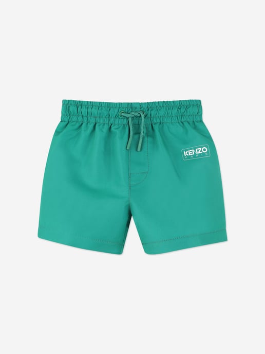 Baby Boys Logo Swim Shorts in Green - Image 1