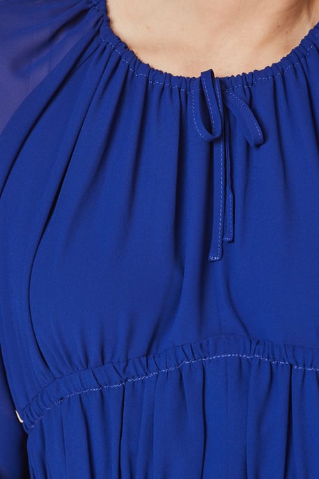 Woven Tie Front Waist Detail Midi Dress - Image 5