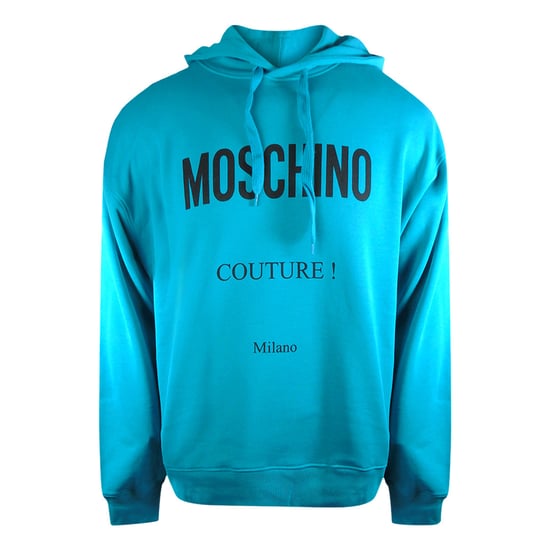 Moschino Couture Logo Turquoise Blauwe Hoodie - Image 1