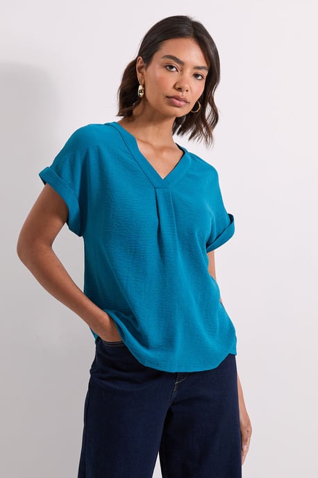 V Neck Grown On Sleeve Top - Image 1
