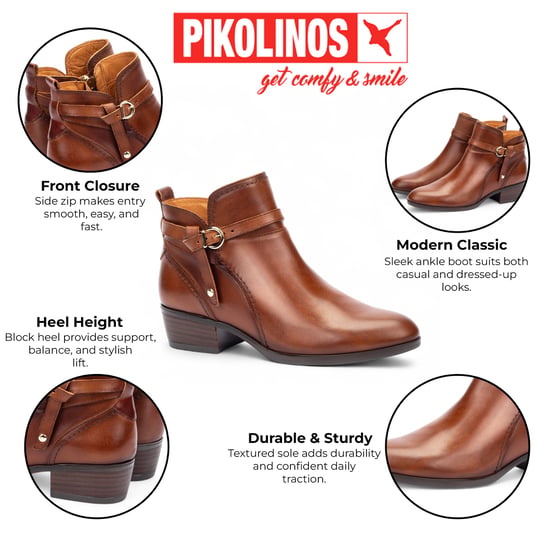 Pikolinos dam Cuero brunt läder ankelstövlett Zip Heel Bootie - Daroca - Image 2