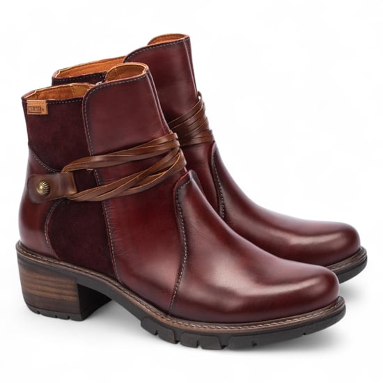 Pikolinos Women’s Arcilla Red Leather Zipped Heel Ankle Boots - San Sebastián - Image 3