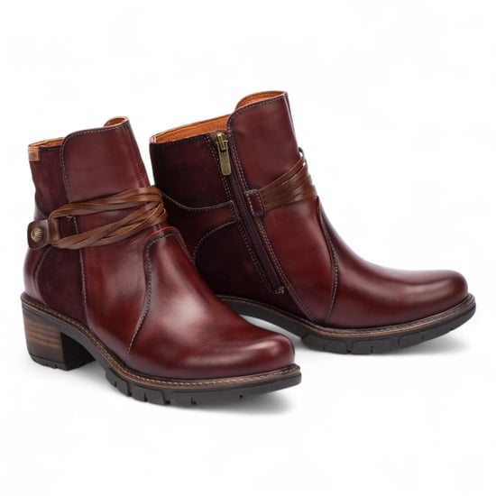 Pikolinos Women’s Arcilla Red Leather Zipped Heel Ankle Boots - San Sebastián - Image 5
