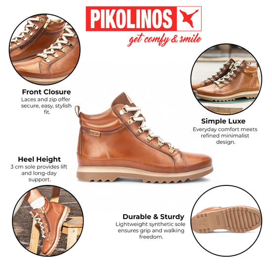 Pikolinos Women’s Brandy Brown Leather Ankle Trainers Boots - Vigo - Image 2