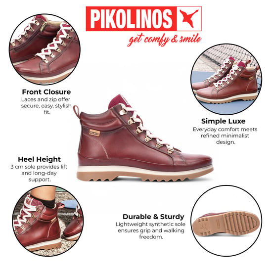 Pikolinos Women’s Arcilla Red Leather Ankle Trainers Boots - Vigo - Image 2