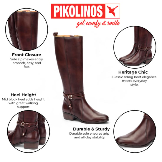 Pikolinos Dames Kniehoge Caoba Bruine Leren Laarzen - Daroca - Image 2