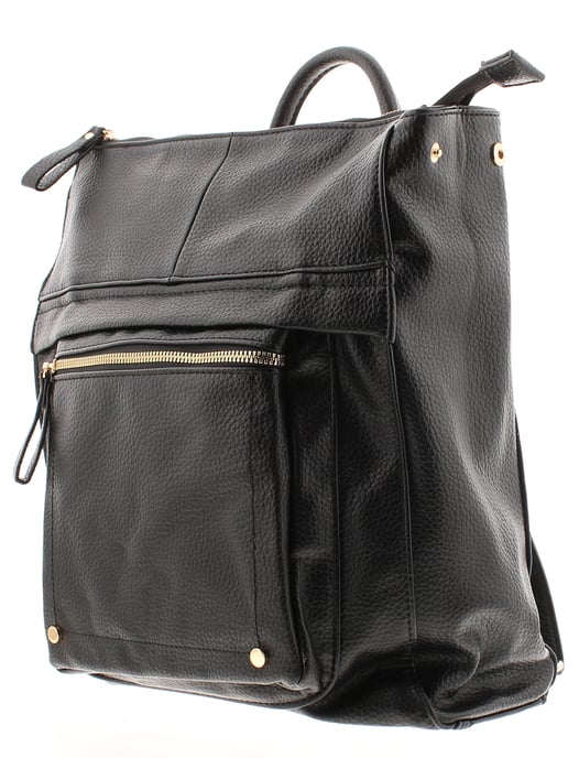 Womens Large Messenger Backpack Bag Glam Zip black - Image 3