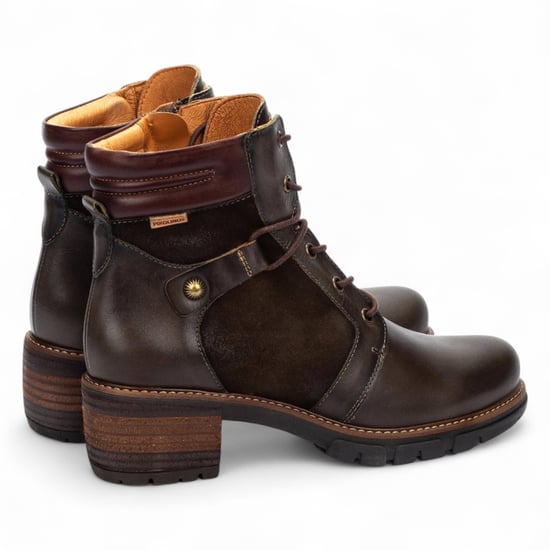Pikolinos Dames Forest Brown Leren Enkellaarsjes met Rits en Veterhak - San Sebastián - Image 4