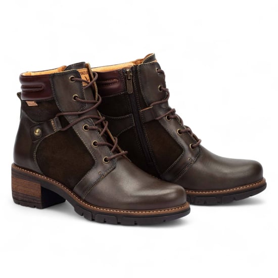 Pikolinos Dames Forest Brown Leren Enkellaarsjes met Rits en Veterhak - San Sebastián - Image 5