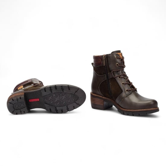 Pikolinos Dames Forest Brown Leren Enkellaarsjes met Rits en Veterhak - San Sebastián - Image 6
