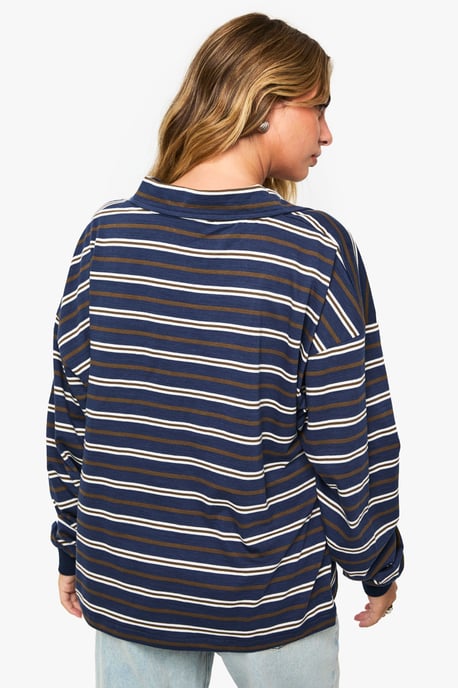Striped Heavy Cotton Collared Rugby Top - Image 2