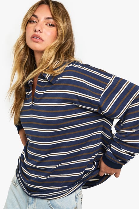 Striped Heavy Cotton Collared Rugby Top - Image 5