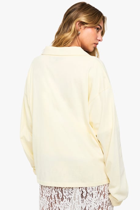 Heavy Cotton Button Detail Collared Rugby Top - Image 2