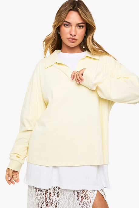 Heavy Cotton Button Detail Collared Rugby Top - Image 5