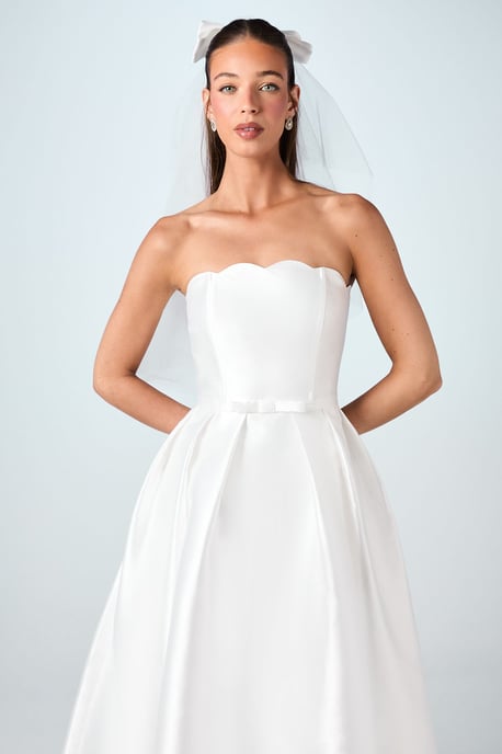 Scalloped Strapless Maxi Wedding Dress - Image 2