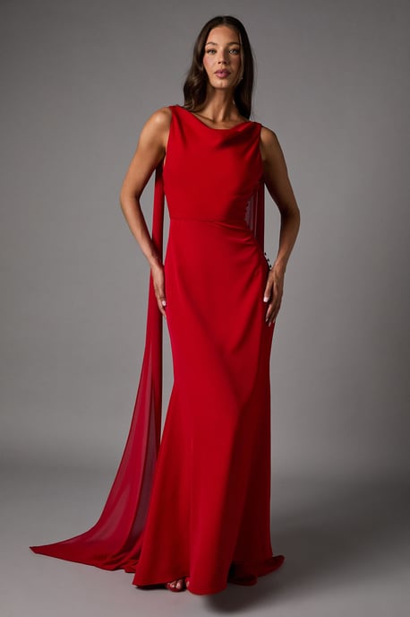 Chiffon Cowl Back Detail Maxi Dress - Image 1