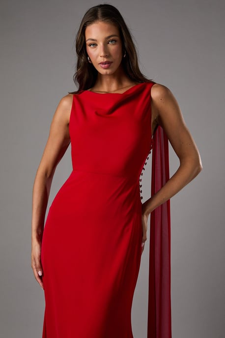 Chiffon Cowl Back Detail Maxi Dress - Image 2