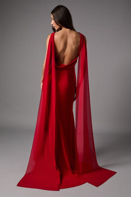Chiffon Cowl Back Detail Maxi Dress - Image 3