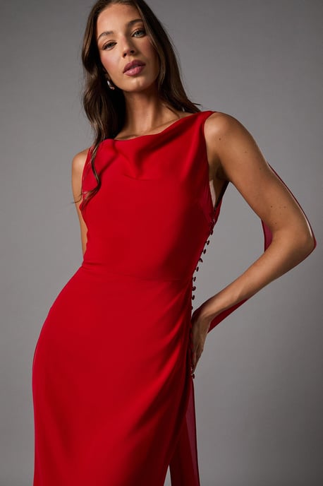 Chiffon Cowl Back Detail Maxi Dress - Image 4