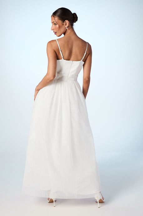 Cowl Neck Corset Satin Wedding Dress - Image 3