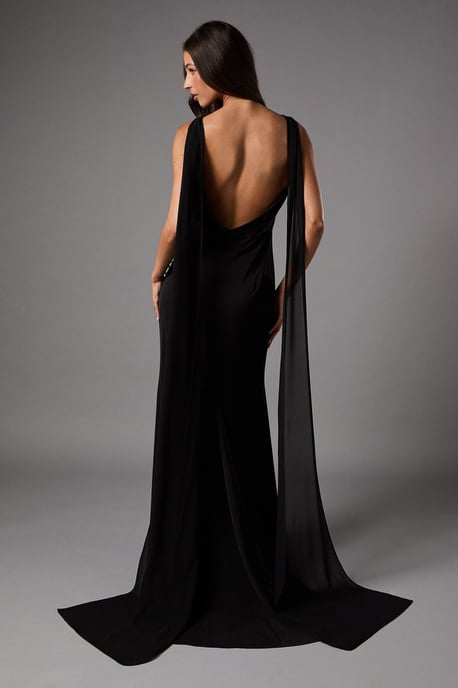 Chiffon Cowl Back Detail Maxi Dress - Image 3