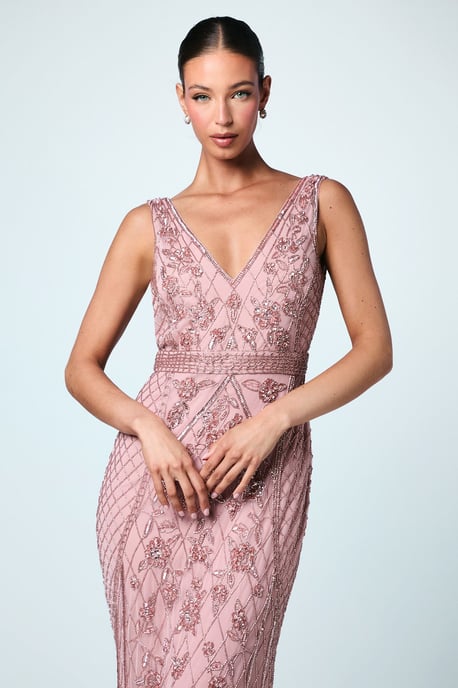 Plunge Floral Embellished Bridesmaids Dress - Image 2