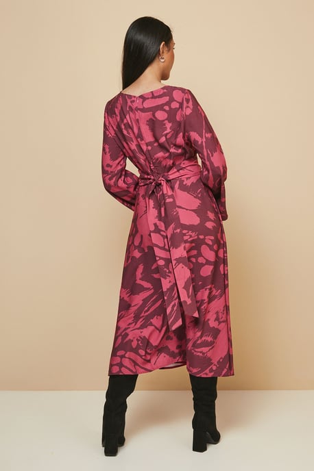 Petite Floral Flute Sleeve Tie Midi Dress - Image 4