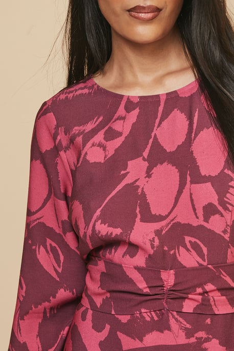 Petite Floral Flute Sleeve Tie Midi Dress - Image 5