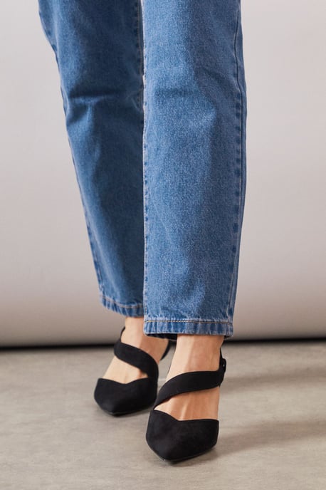Wide Fit Evelyn Asymmetric Slingback Kitten Heel Court Shoes - Image 2