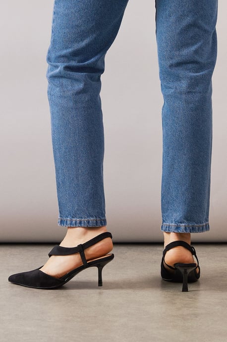 Wide Fit Evelyn Asymmetric Slingback Kitten Heel Court Shoes - Image 3