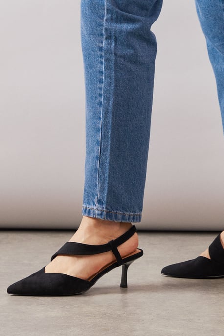 Wide Fit Evelyn Asymmetric Slingback Kitten Heel Court Shoes - Image 4