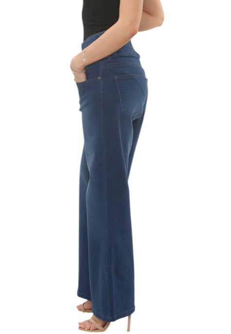MYT Womens Tummy Control Wide Leg Jeans in Mid Blue - Image 2