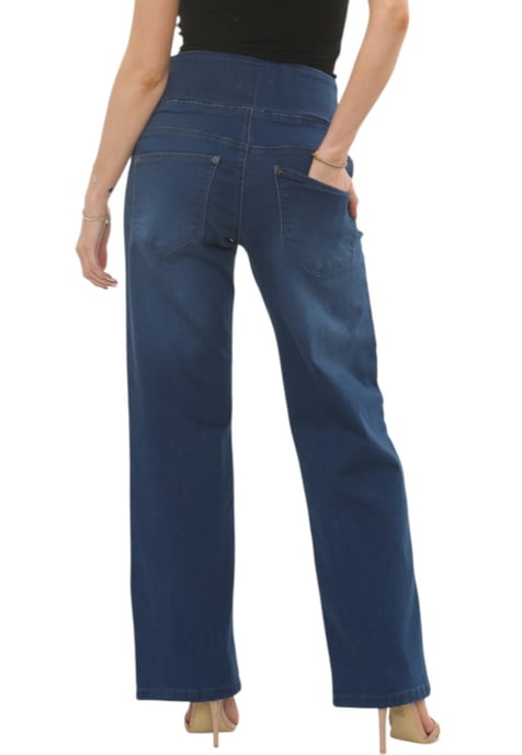 MYT Womens Tummy Control Wide Leg Jeans in Mid Blue - Image 3