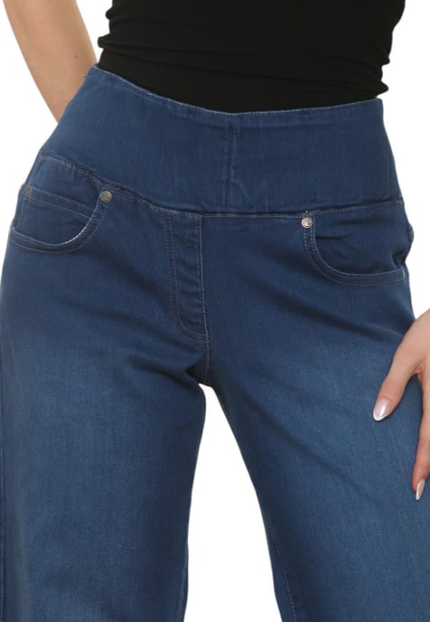 MYT Womens Tummy Control Wide Leg Jeans in Mid Blue - Image 4