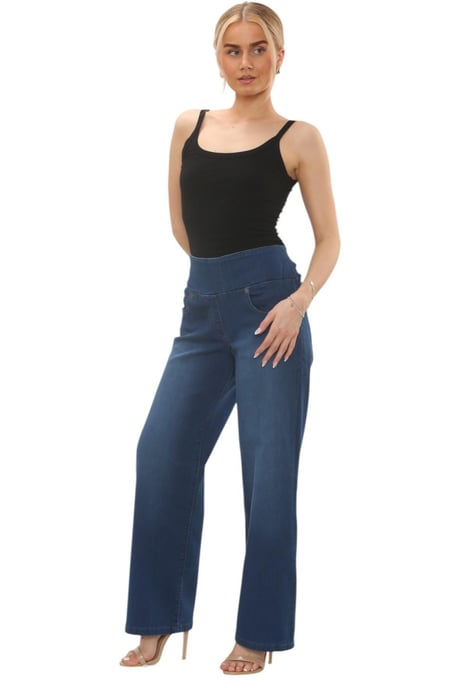 MYT Womens Tummy Control Wide Leg Jeans in Mid Blue - Image 6