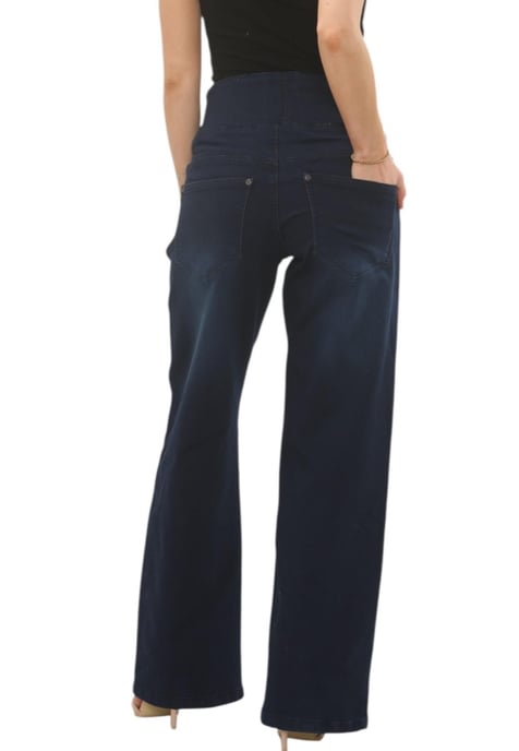 MYT Womens Tummy Control Wide Leg Jeans in Dark Stonewash - Image 2