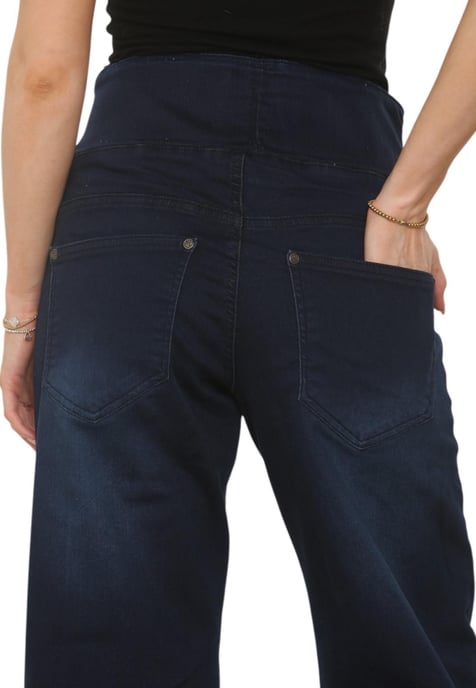 MYT Womens Tummy Control Wide Leg Jeans in Dark Stonewash - Image 4