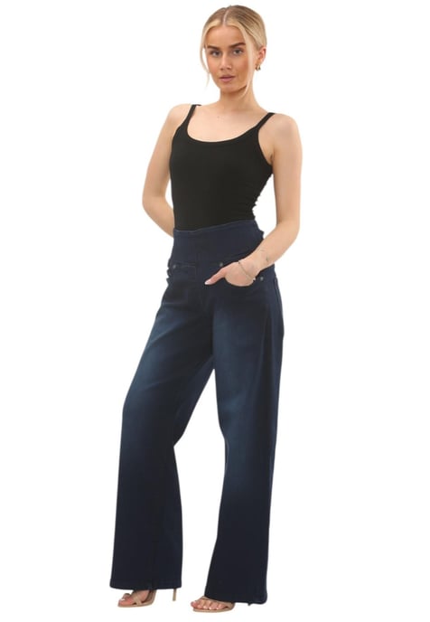 MYT Womens Tummy Control Wide Leg Jeans in Dark Stonewash - Image 5
