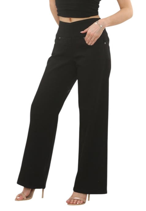 MYT Womens Tummy Control Wide Leg Jeans in Black - Image 1