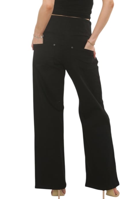 MYT Womens Tummy Control Wide Leg Jeans in Black - Image 3