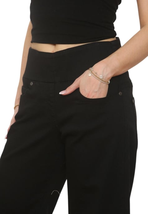 MYT Womens Tummy Control Wide Leg Jeans in Black - Image 4