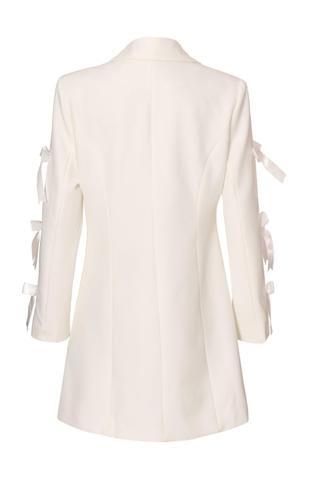White Bow Sleeve Blazer Dress - Image 5