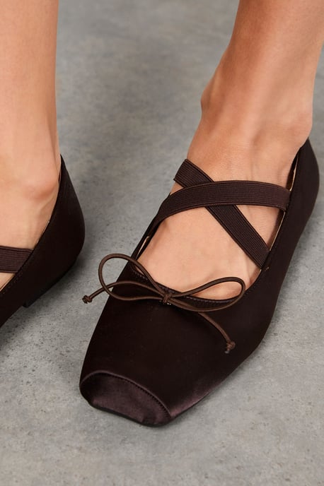 Faith: Monique Satin Mary Jane Square Toe Ballet Pumps - Image 4